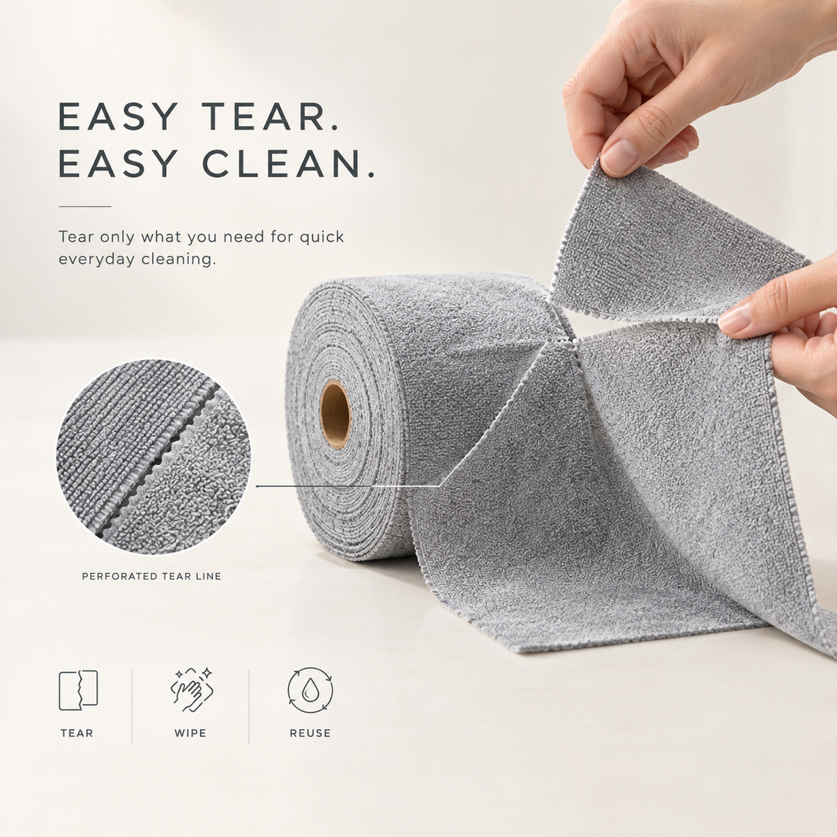 Reusable Microfiber Cleaning Roll – 1 Roll