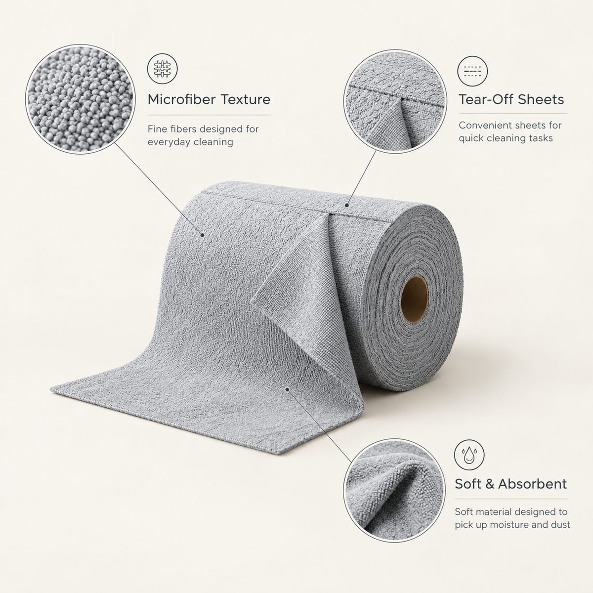 Reusable Microfiber Cleaning Roll – 1 Roll