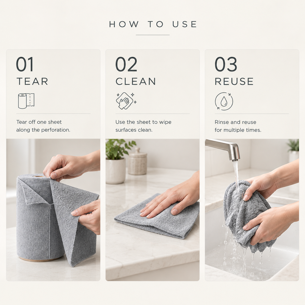Reusable Microfiber Cleaning Roll – 1 Roll